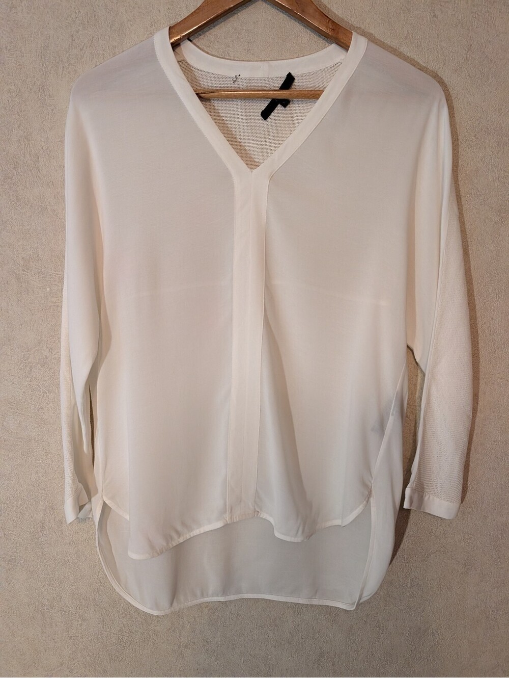 TIBI white long sleeve V-neck blouse sz XS